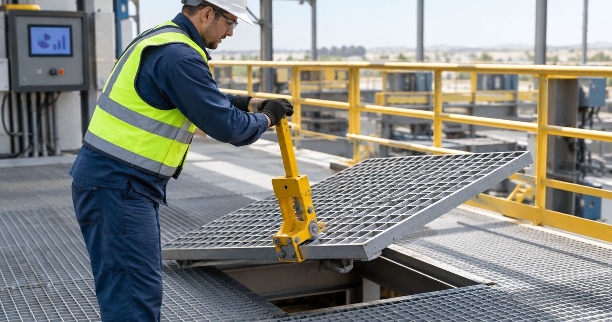 What panel details matter when ordering a walkway grating lifter?