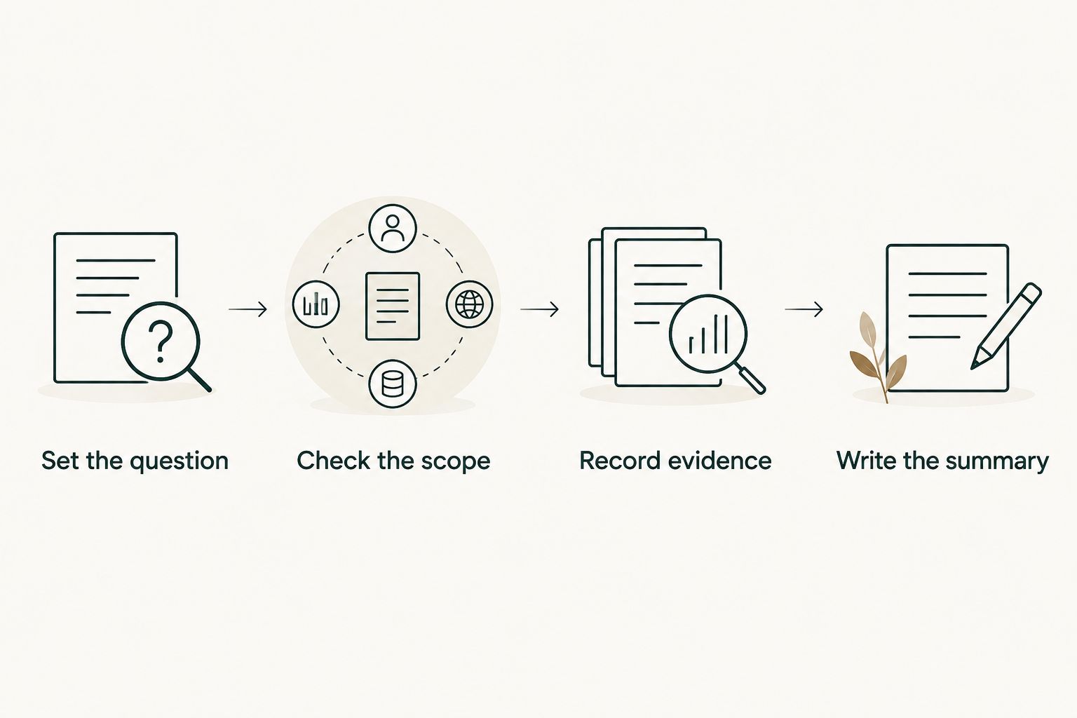 Four steps from choosing a work record to writing a summary