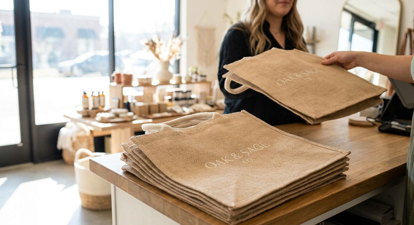 Custom shopping bags for retail checkout giveaways
