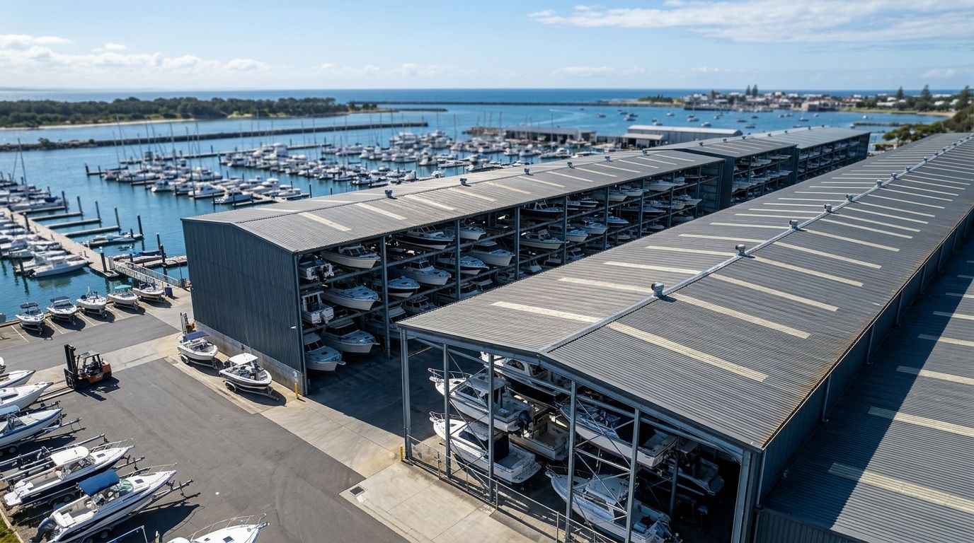 Roofing for marinas and boat storage facilities