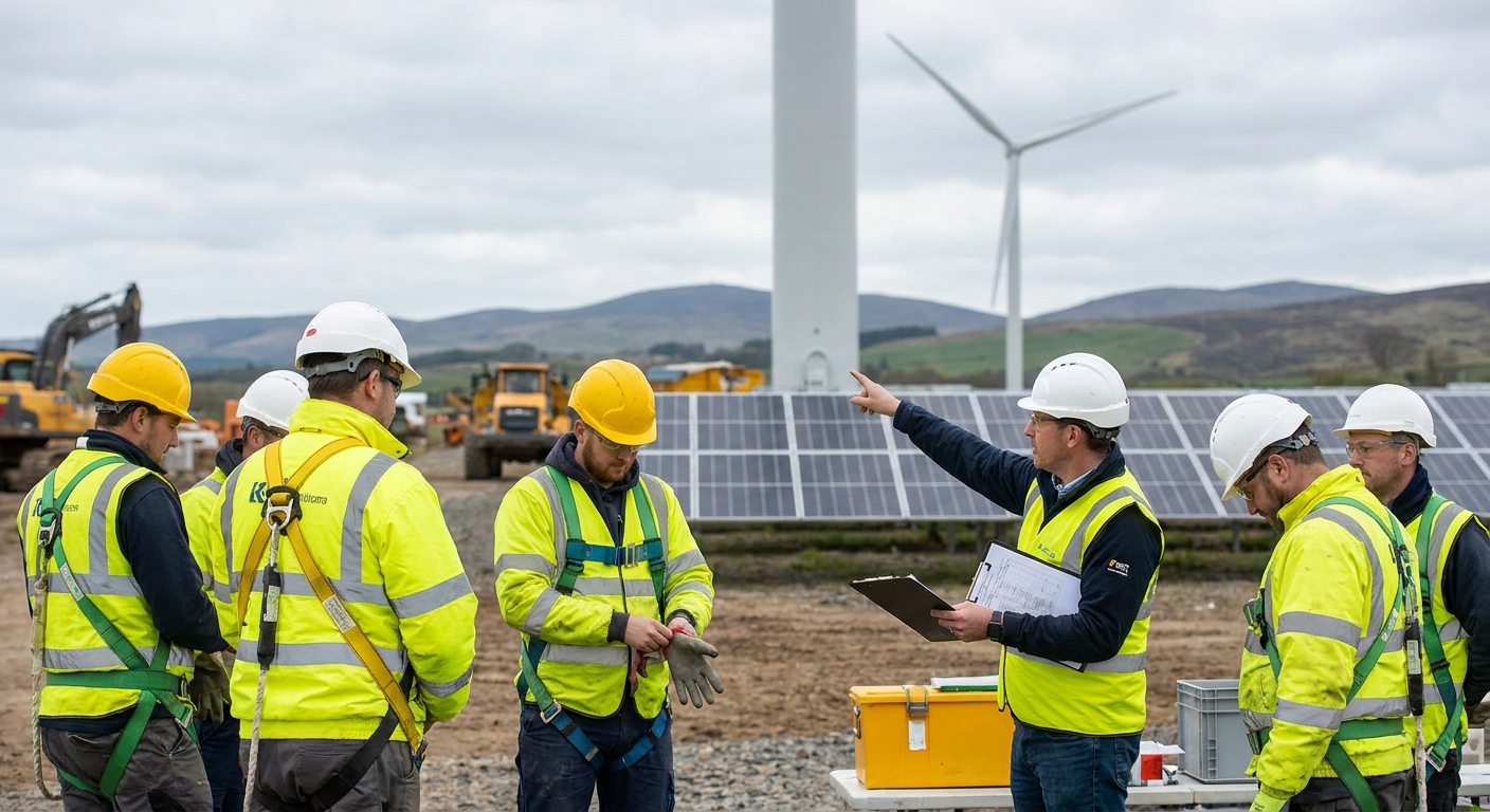 Safety staffing for solar and wind energy construction