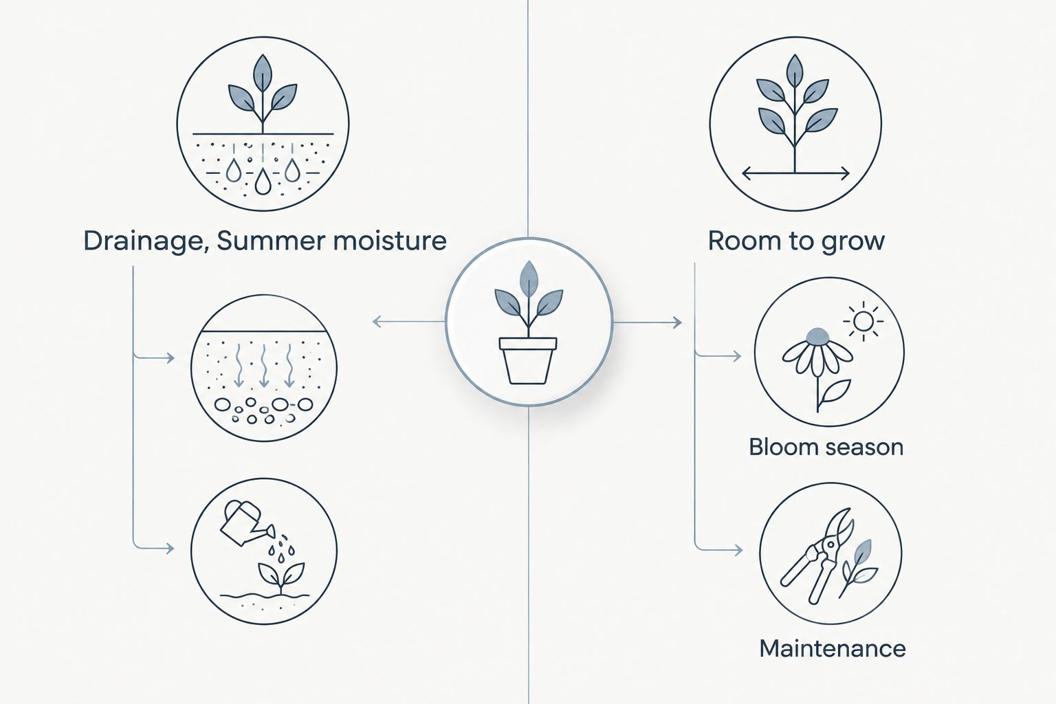 Comparison of drainage and moisture checks with space, bloom and maintenance checks