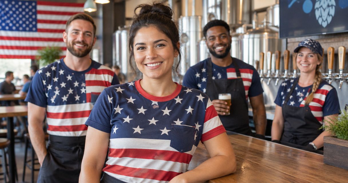 Best patriotic apparel for brewery and taproom staff uniforms