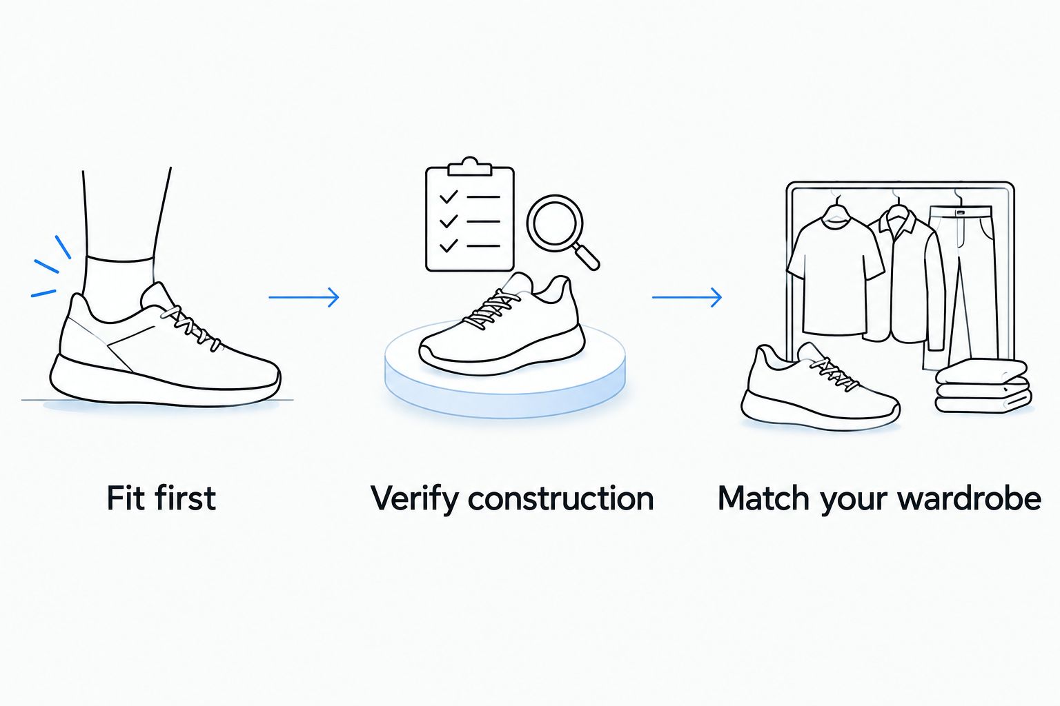 Purchase checks in order: fit first, verify construction, then match your wardrobe