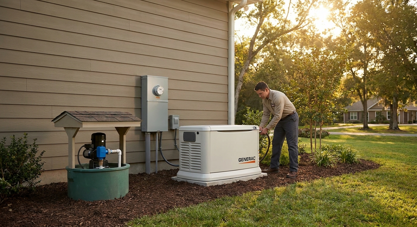 Generator installation for well pump backup power
