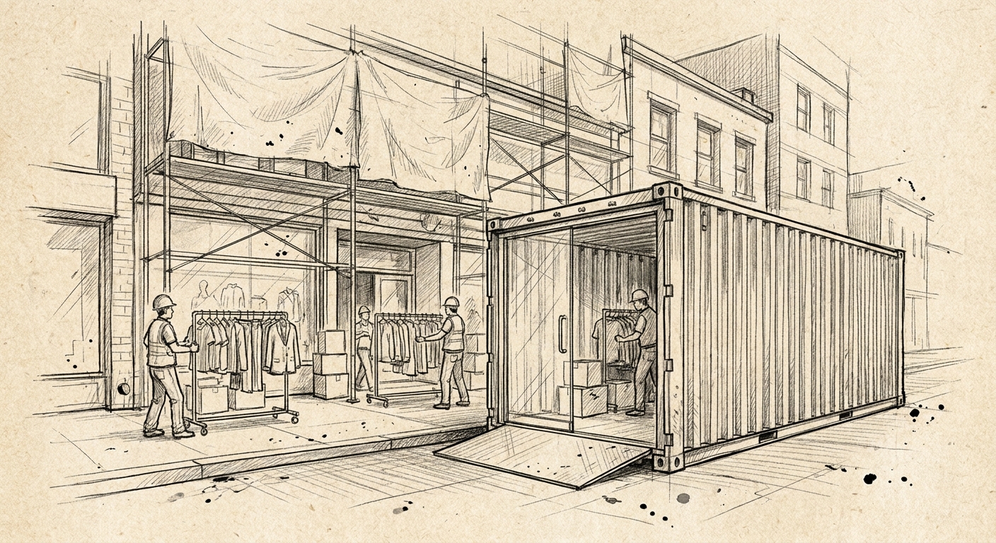 Container rental for retail store renovations