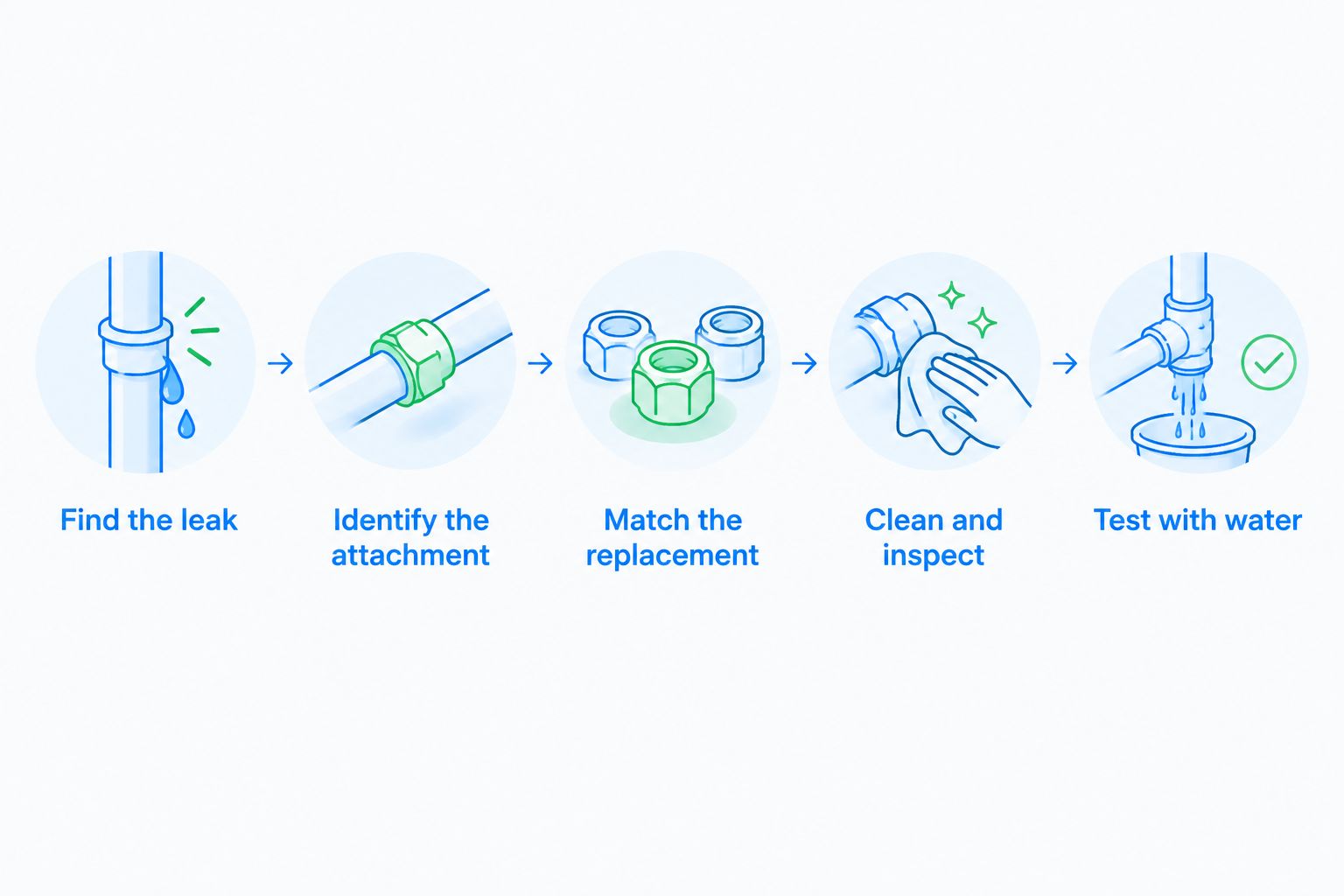 Sweep replacement sequence from finding the leak to testing the installed strip
