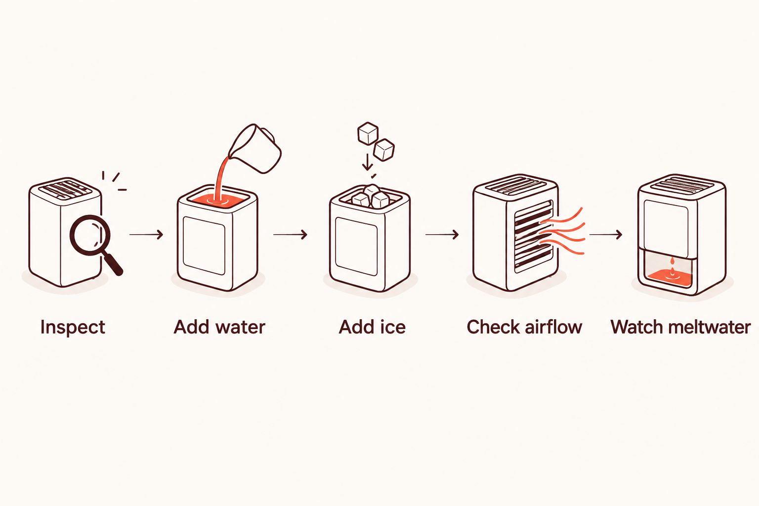 Ice-bong setup sequence from inspection to checking airflow and meltwater