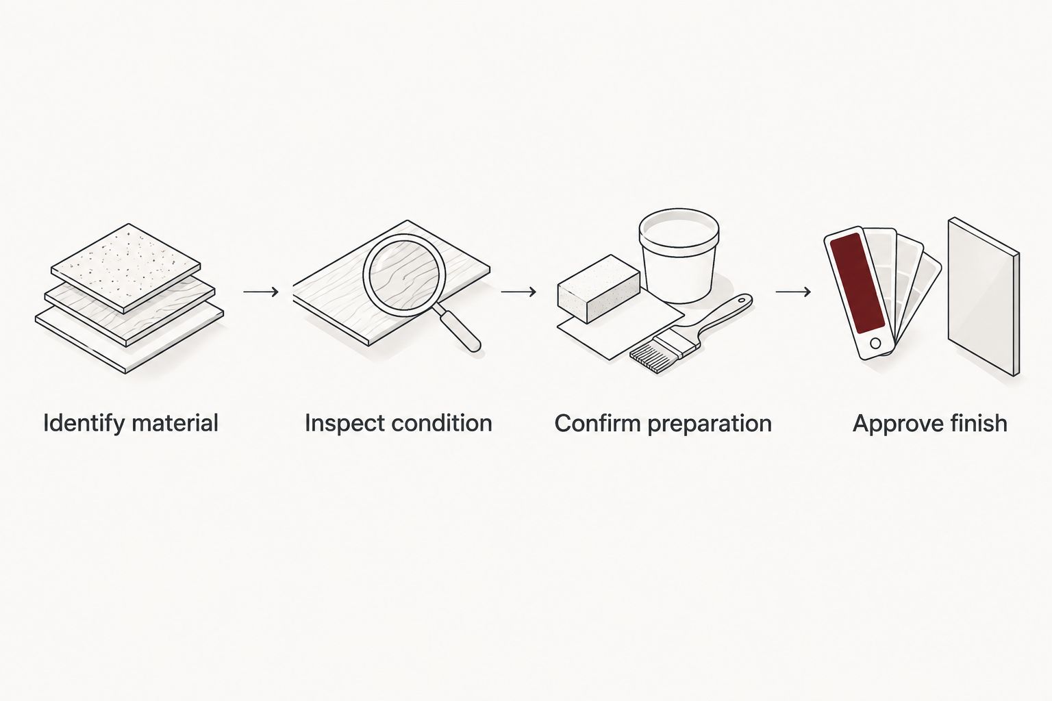Four checkpoints for specifying paint on each surface