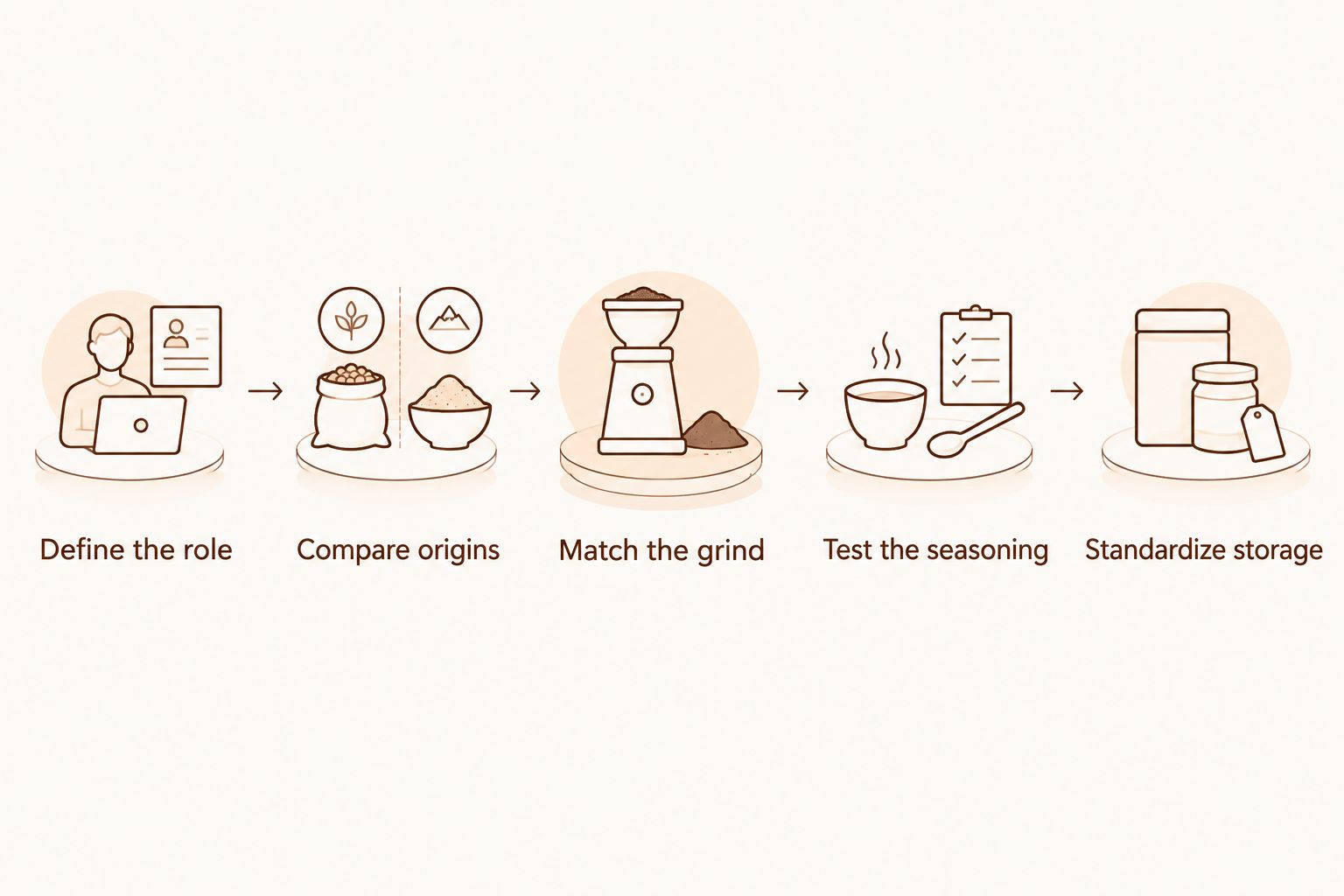 Pepper preparation sequence from defining its role to standardizing storage