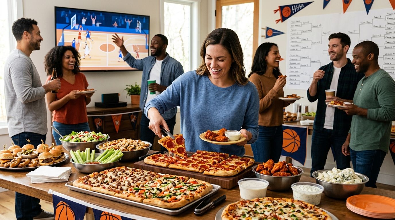 Pizza catering for a March Madness bracket party
