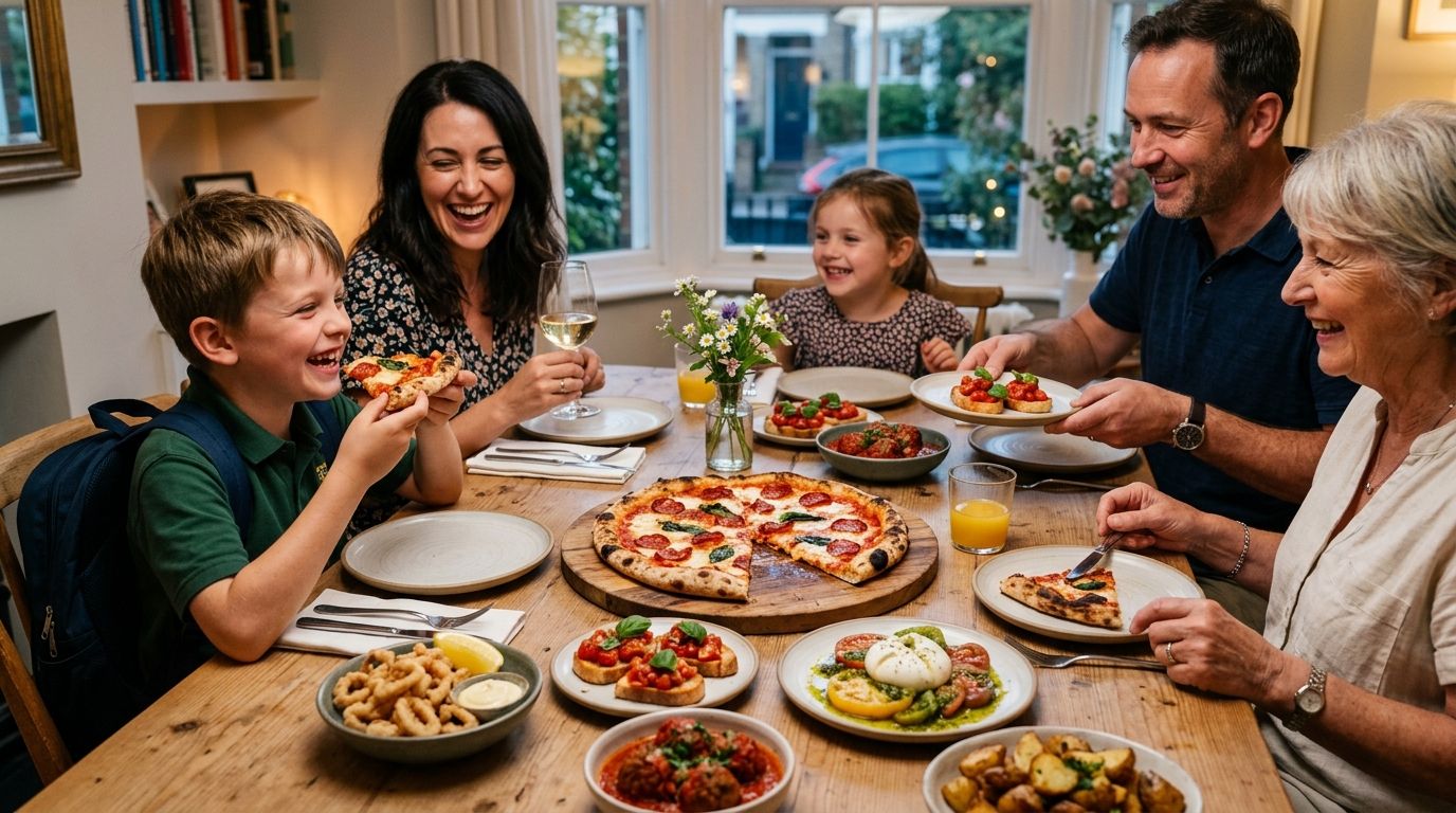 Pizza and small plates for a first day of school celebration
