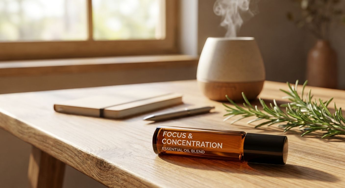 Essential oil roll-on for focus and concentration
