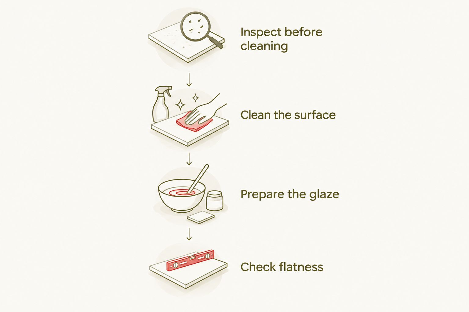 Preparation sequence for installing wall panels over ceramic tile