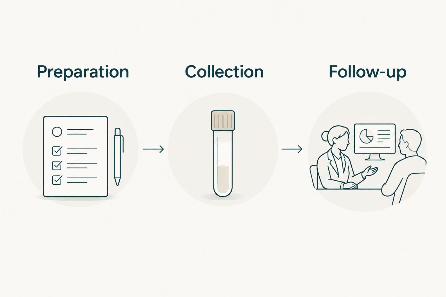 Three stages of an employee blood testing programme: preparation, collection and follow-up