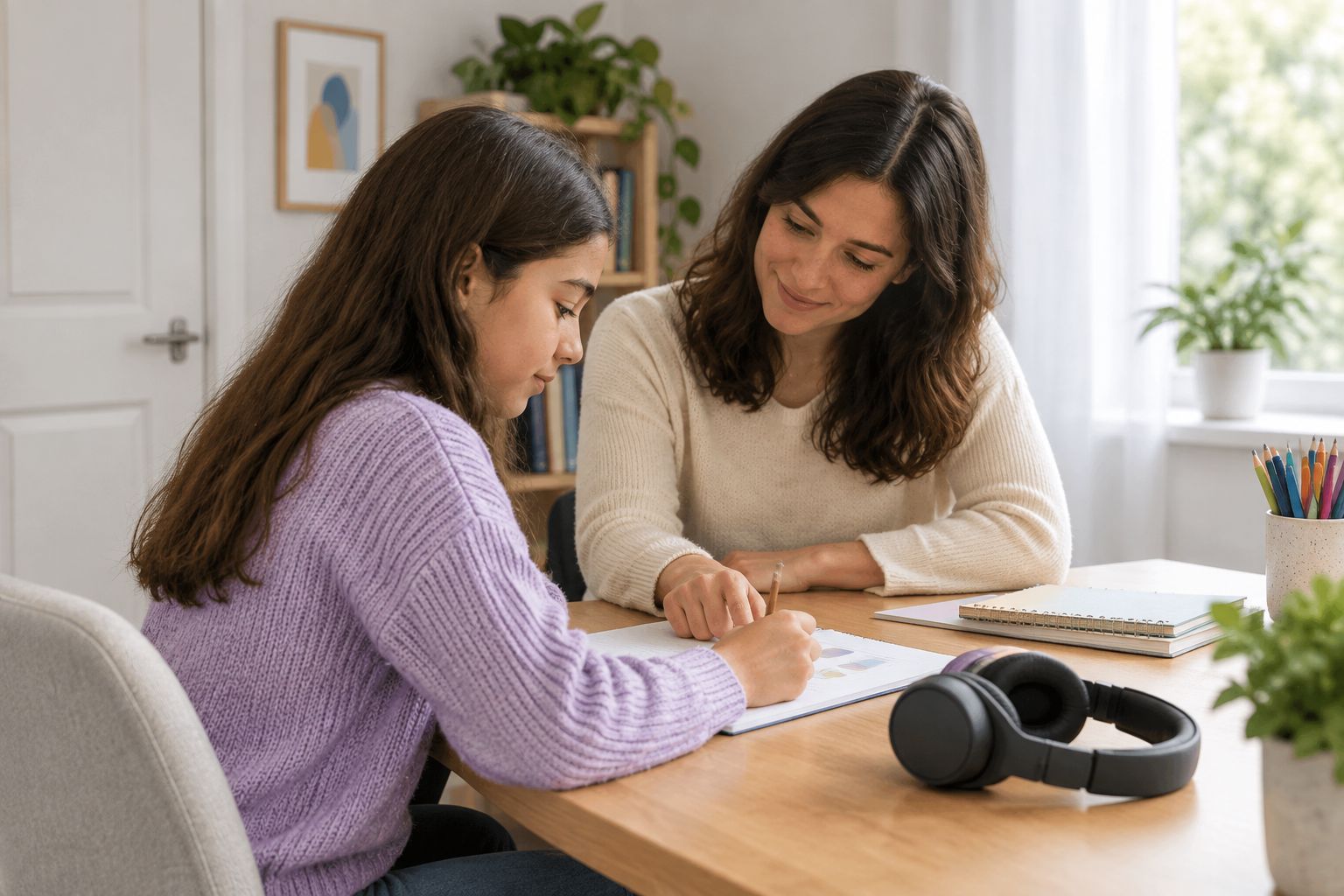 Quiet, low-distraction home study corner set up for focused learning