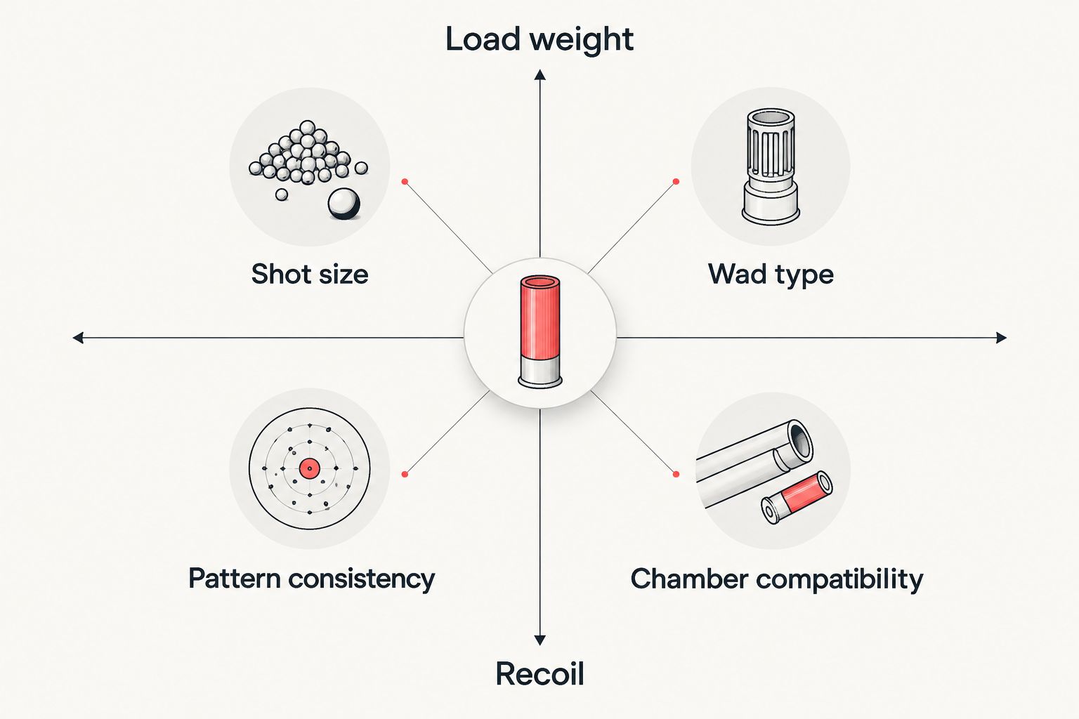 2x2 matrix showing load weight against recoil for pigeon cartridges