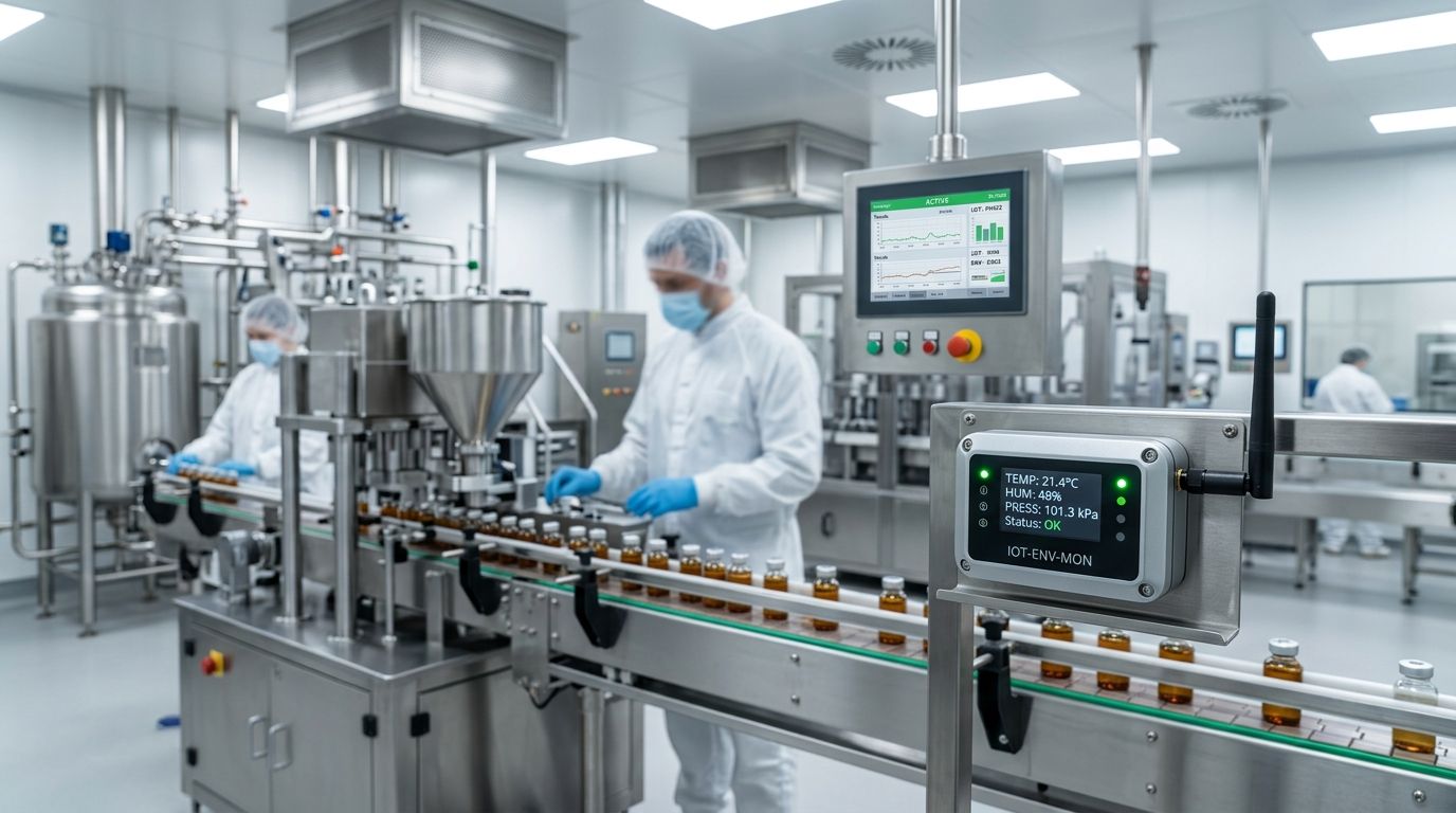 IoT environmental monitoring for pharmaceutical manufacturing plants