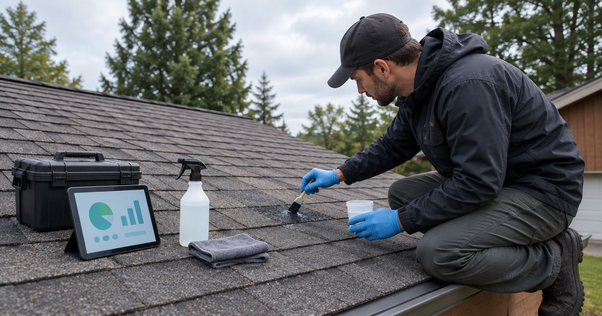 How to test roof-cleaning solution on a hidden shingle spot