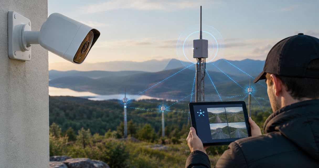 Automatically stream security camera feeds over LoRa mesh outages