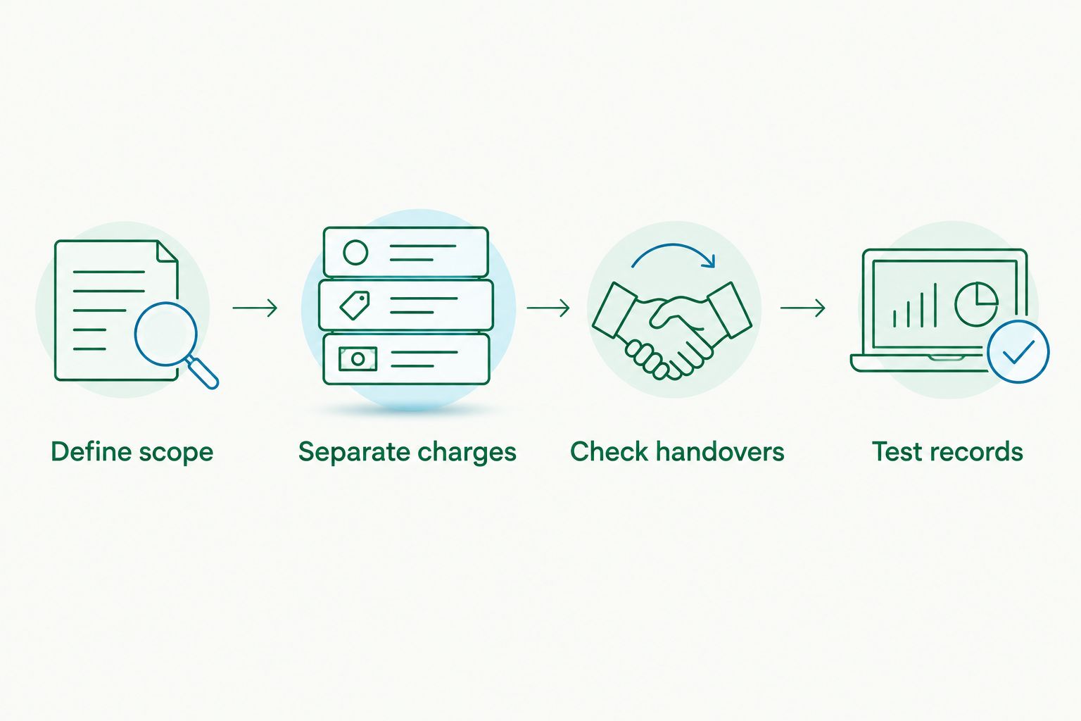 Four steps for comparing accounting software scope, charges, handovers and records