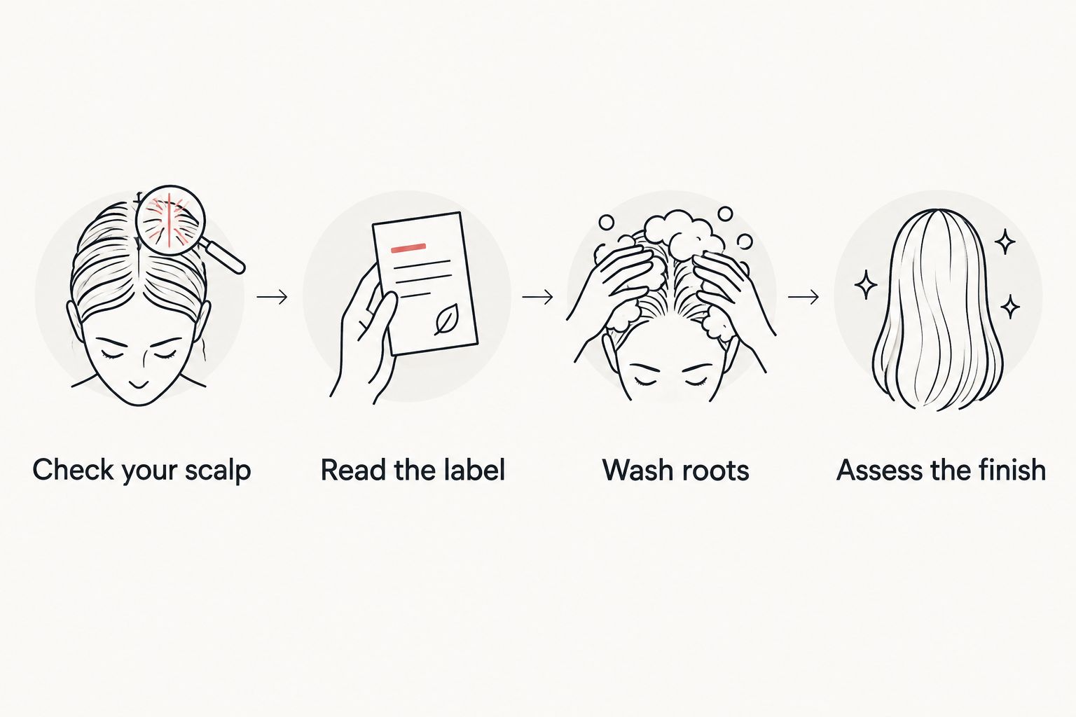 A four-step check for choosing and assessing a shampoo for fine hair
