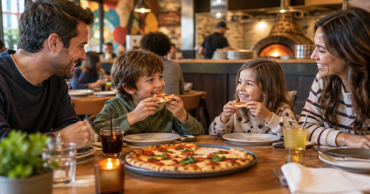 Is a pizza lounge kid-friendly on weekend nights?