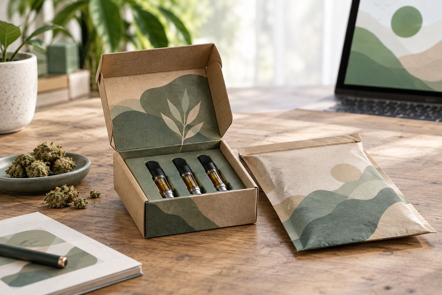 Custom kraft box and matching mailer for vape cartridge packaging