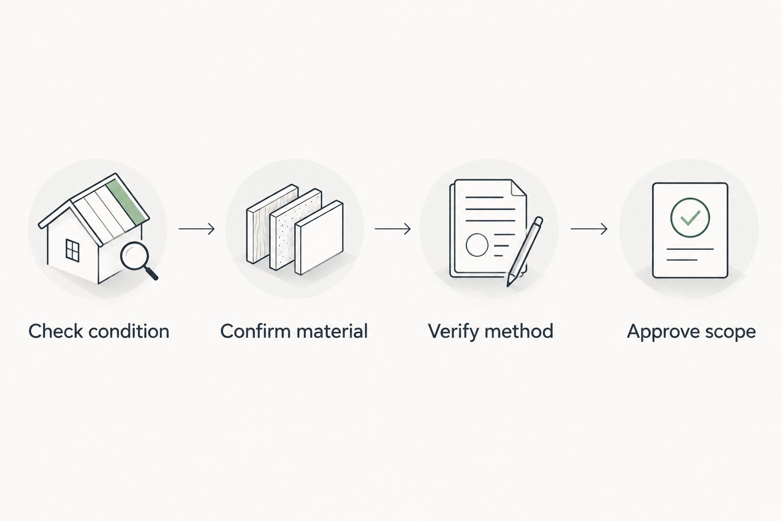 Four steps for matching roof condition and material to a written cleaning scope