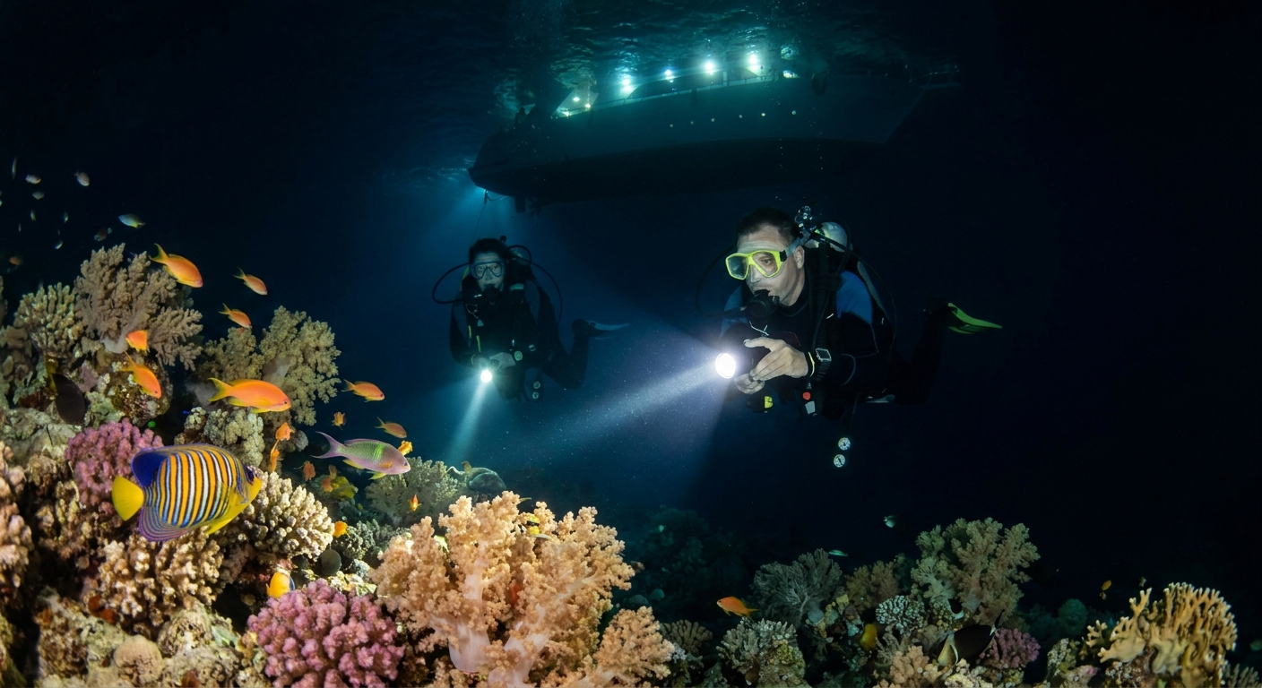 Night diving trips for experienced divers in Hurghada