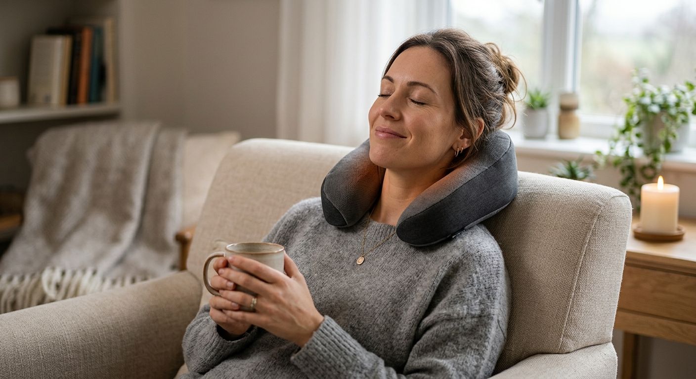 Heated neck massager for migraine relief