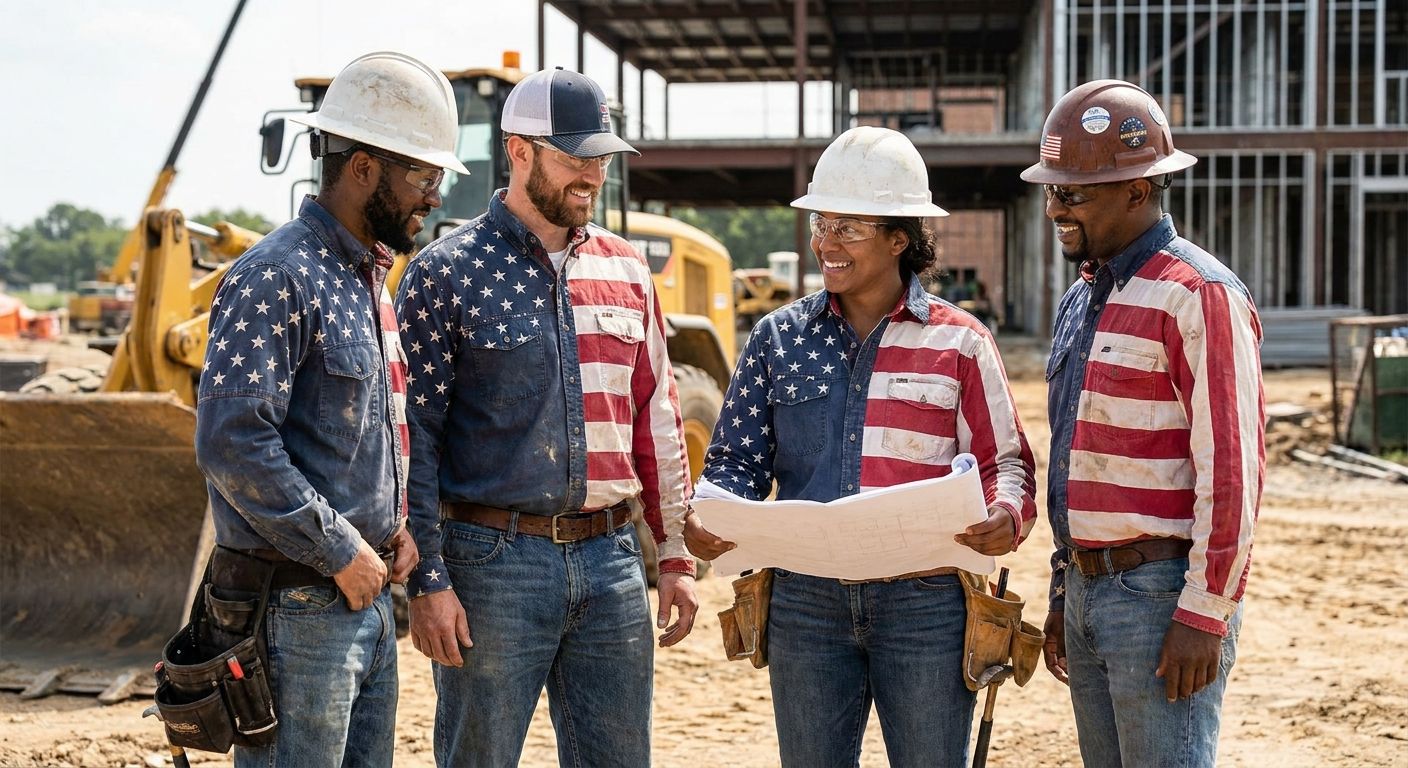 Best patriotic work shirts for jobsite crews