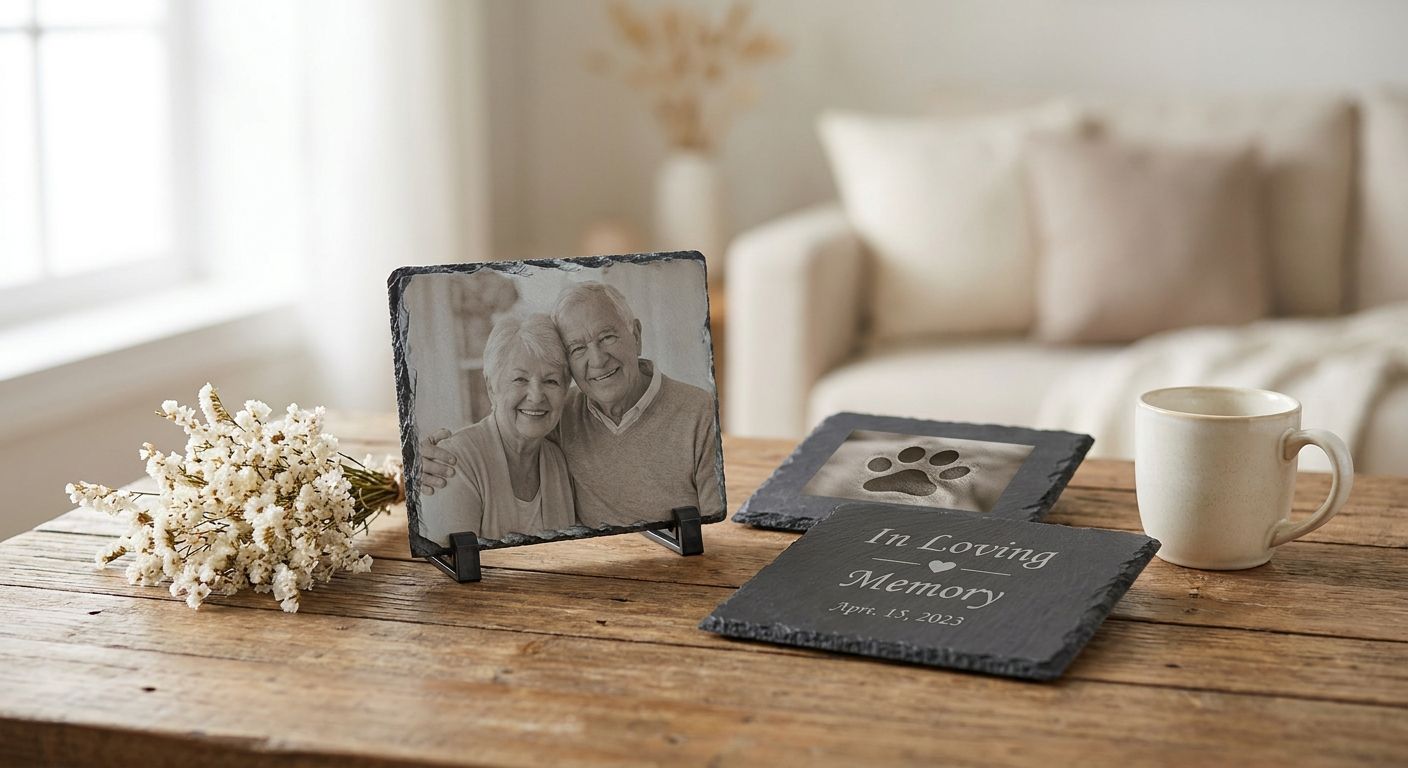 Slate photo keepsakes for sympathy gifts