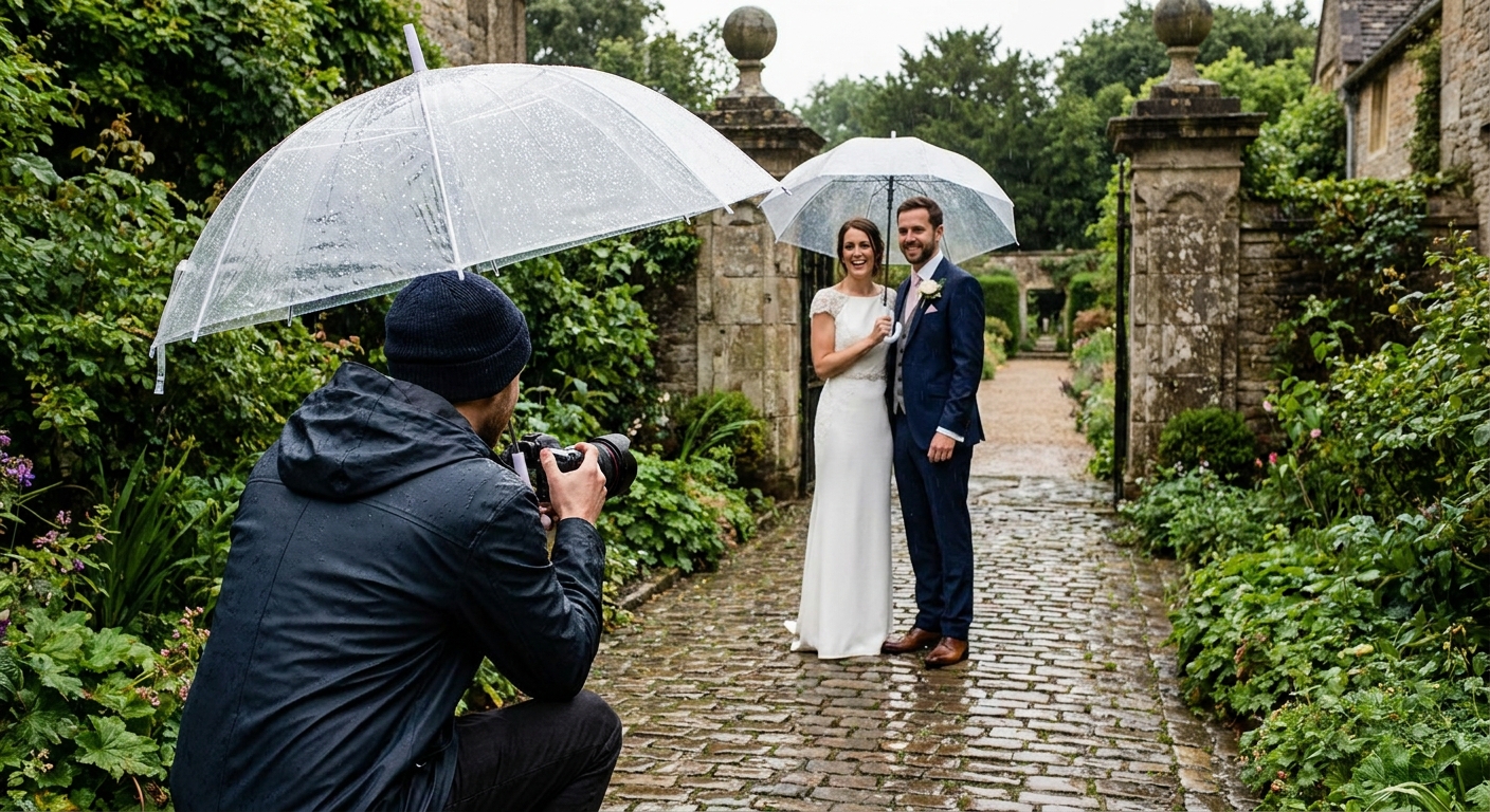 Wedding photography for rainy day weddings