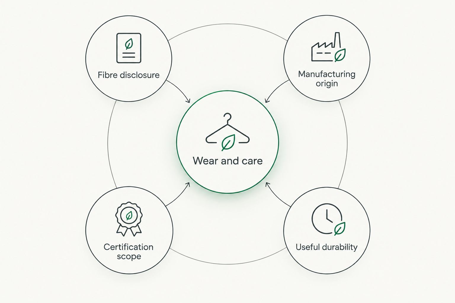 Five checks for assessing wool socks, covering materials, origin, certification, durability and care.