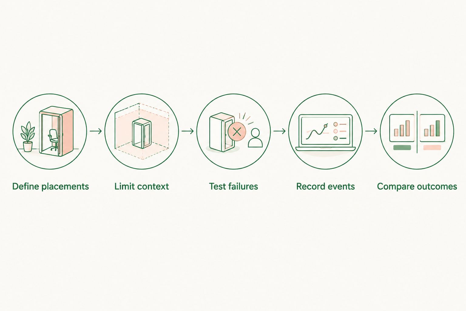 Evaluation sequence from defining ad placements to comparing product and revenue outcomes