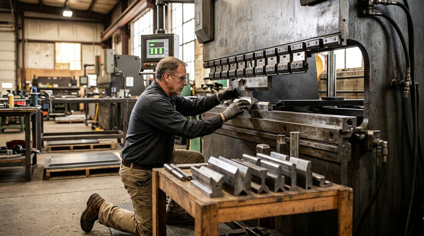 How long does press brake tooling changeover take between jobs?