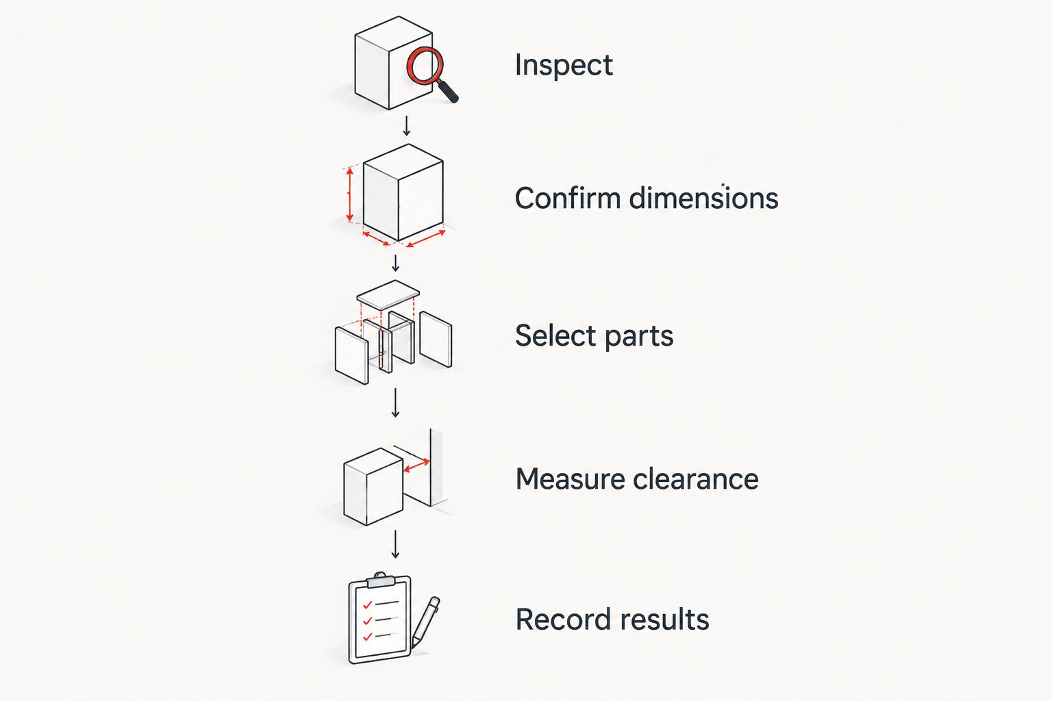 Bearing selection sequence from inspection through recorded assembly measurements