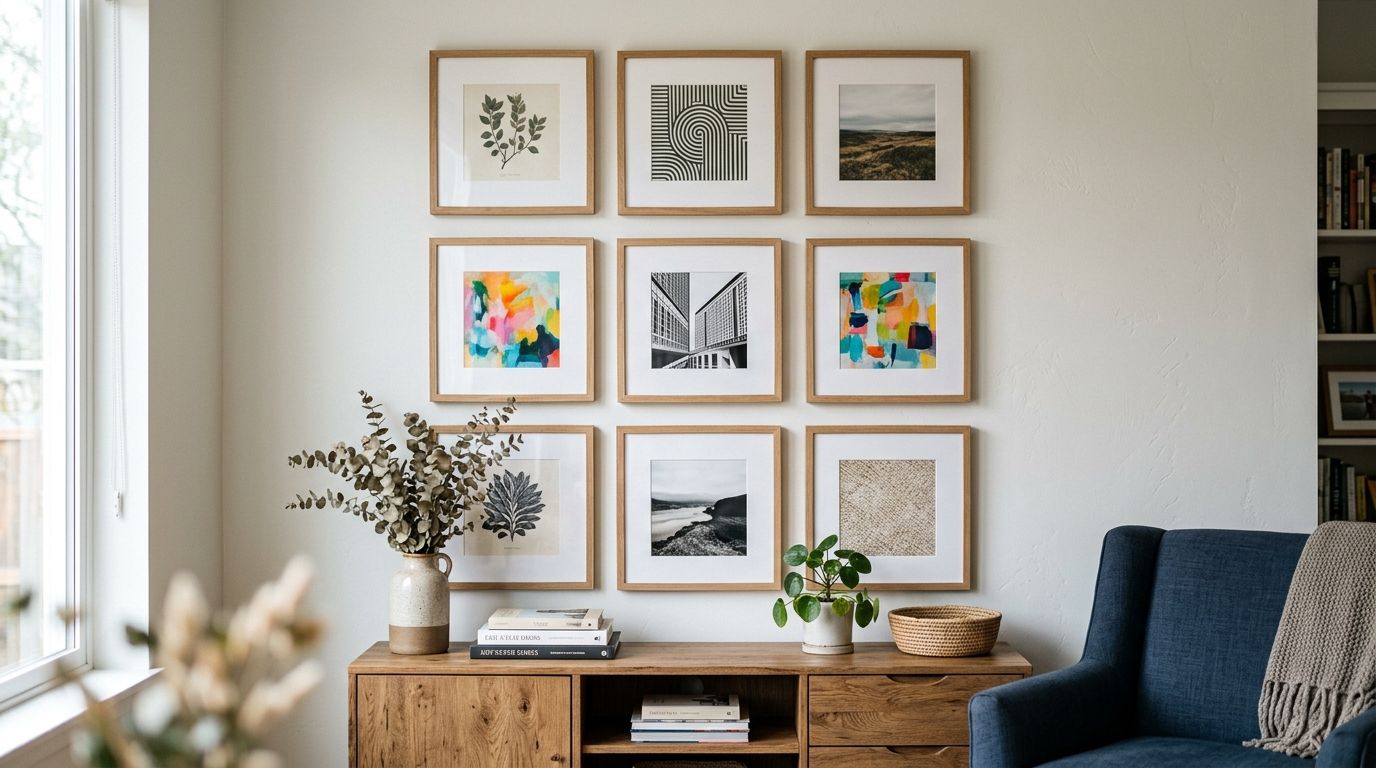 Square wall art for a balanced gallery wall