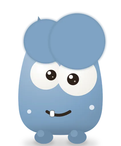 Cubie, Opora's blue character, paused before getting started