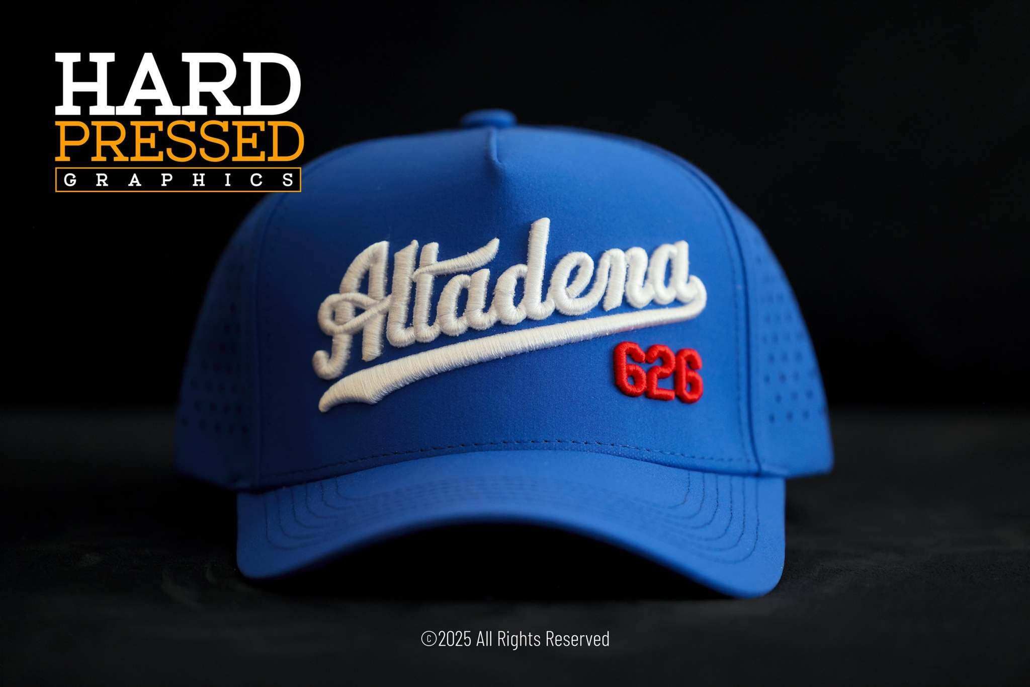 Royal blue Jersey Flip Hat with white Altadena and red 626 lettering