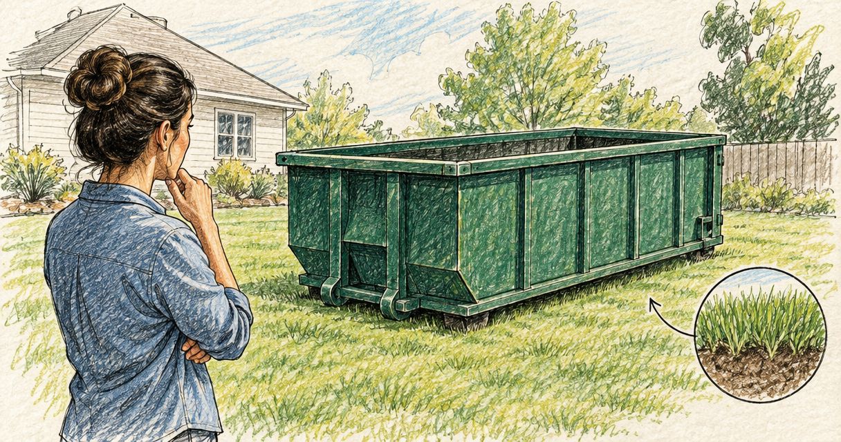 Can dumpster rentals sit on grass without damaging the lawn?