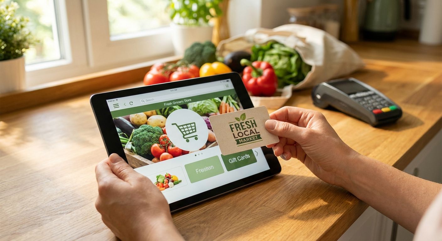 Gift card programs for independent grocery ecommerce sites