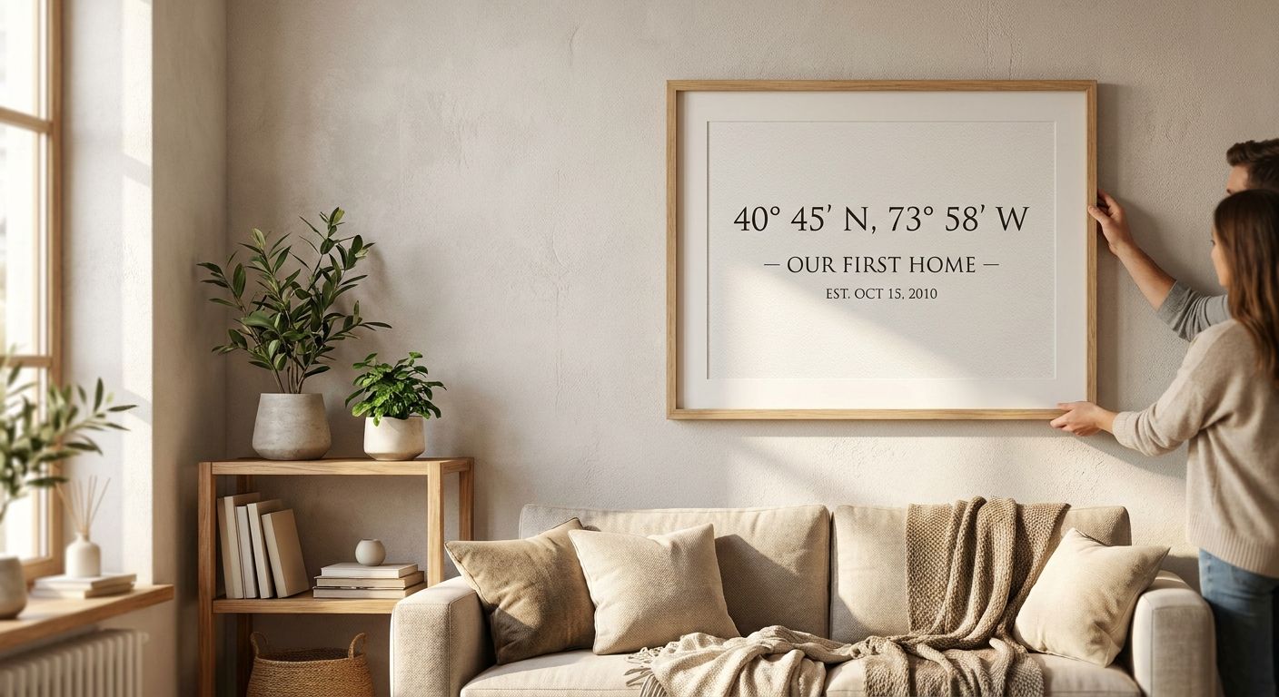 Personalized coordinates wall art for anniversaries