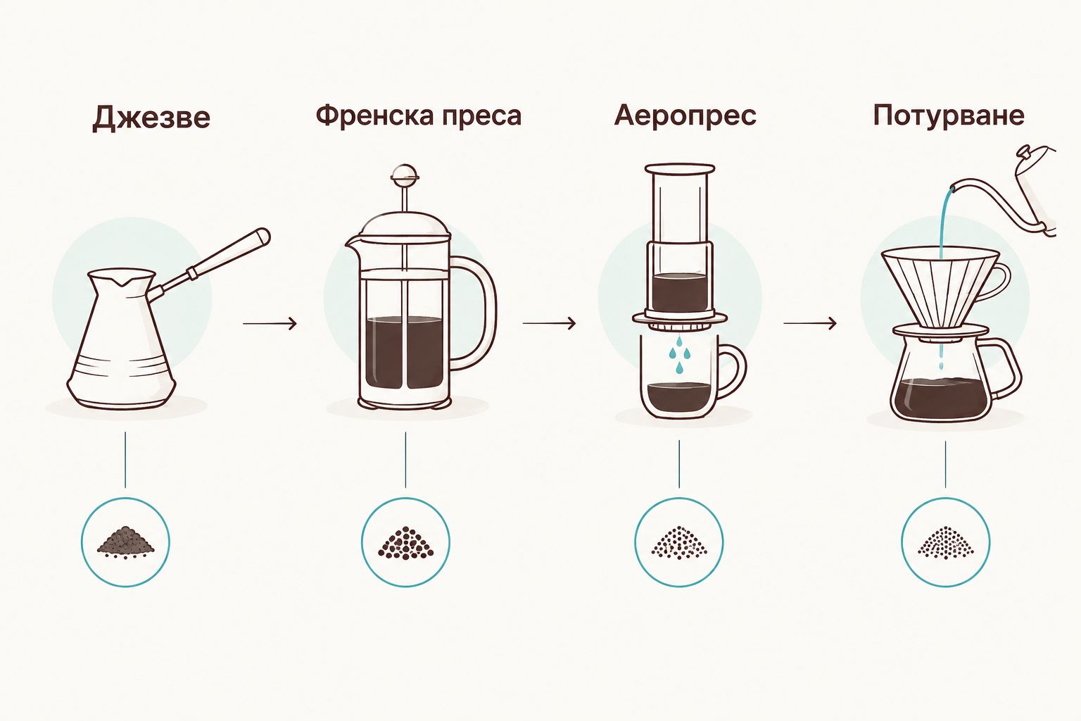 Четири метода за приготвяне на кафе на зърна без кафемашина