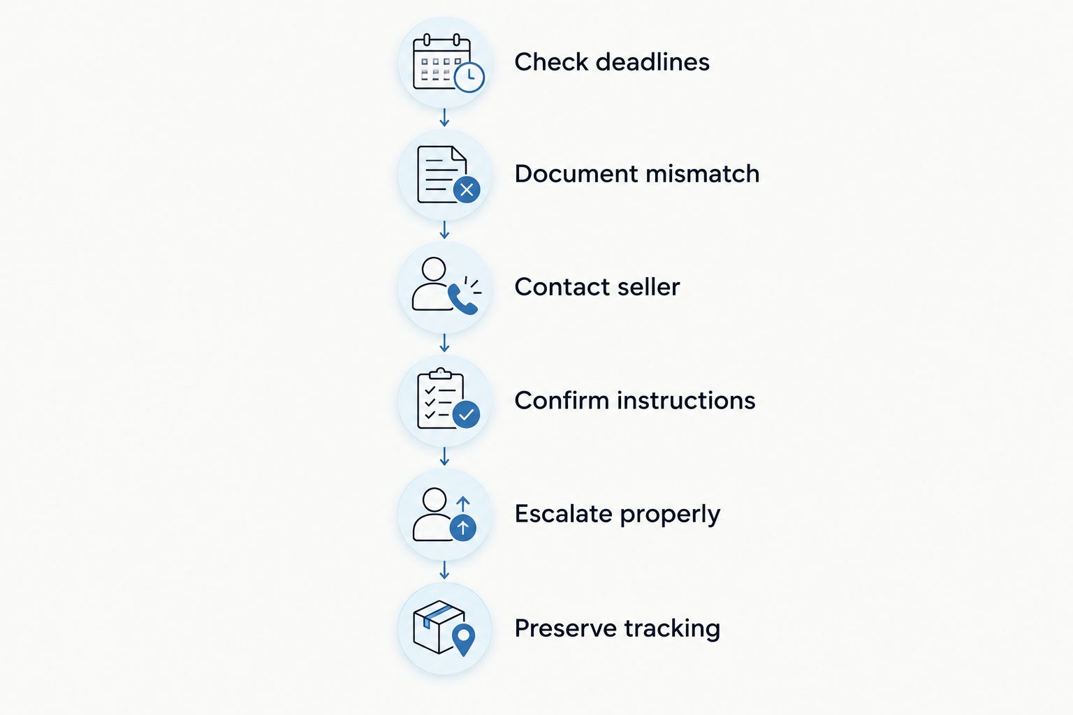Return workflow from checking deadlines through preserving shipping records