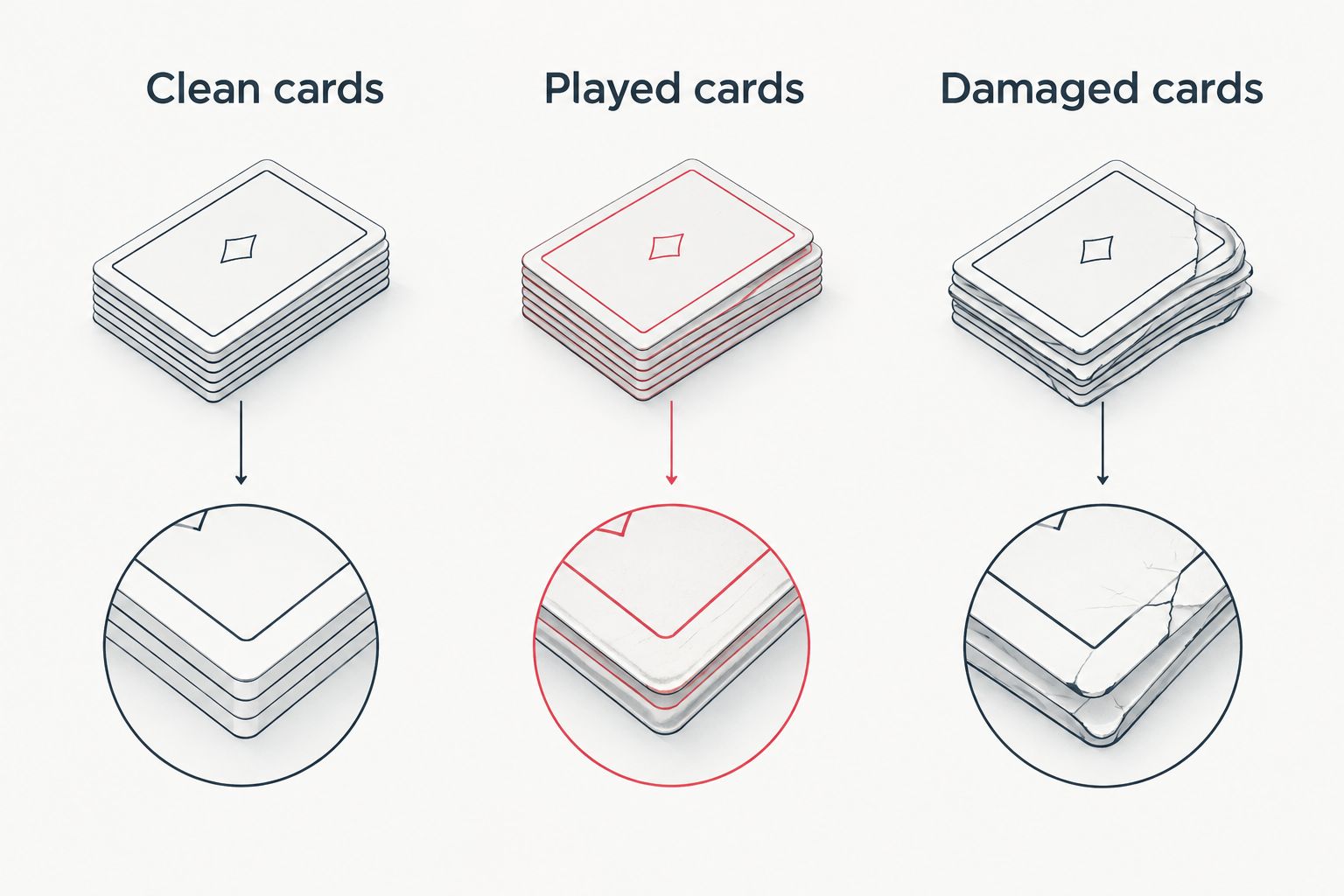 Three condition groups for sorting Pokemon cards before a trade