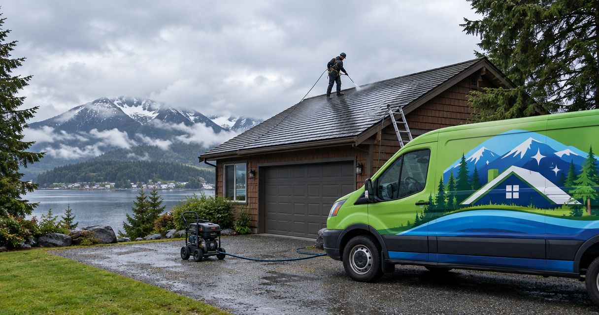 Roof cleaning service in Houston, Alaska