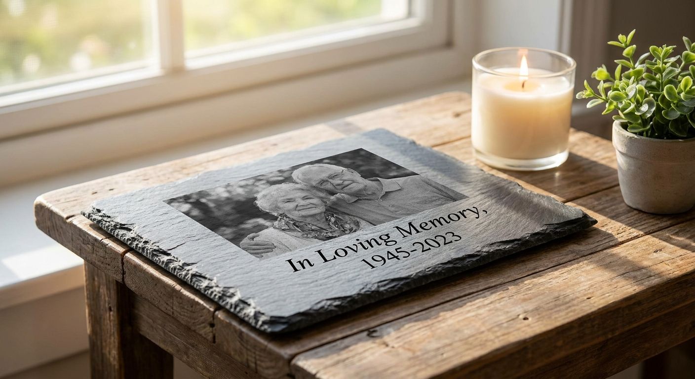 Slate photo keepsakes for loss of a parent