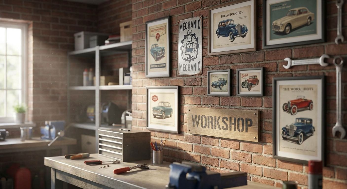 Wall art for garage workshops